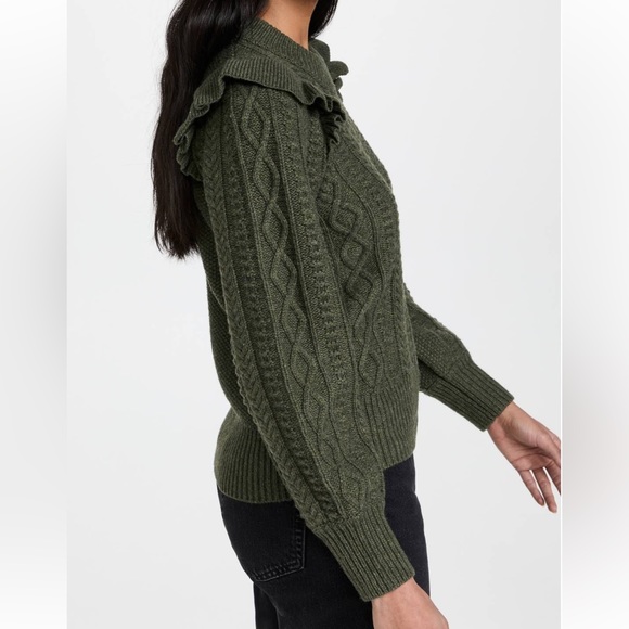 🔥Madewell | Hollydene Ruffle-Shoulder Pullover Sweater Grey Small Long Sl… - Picture 7 of 11